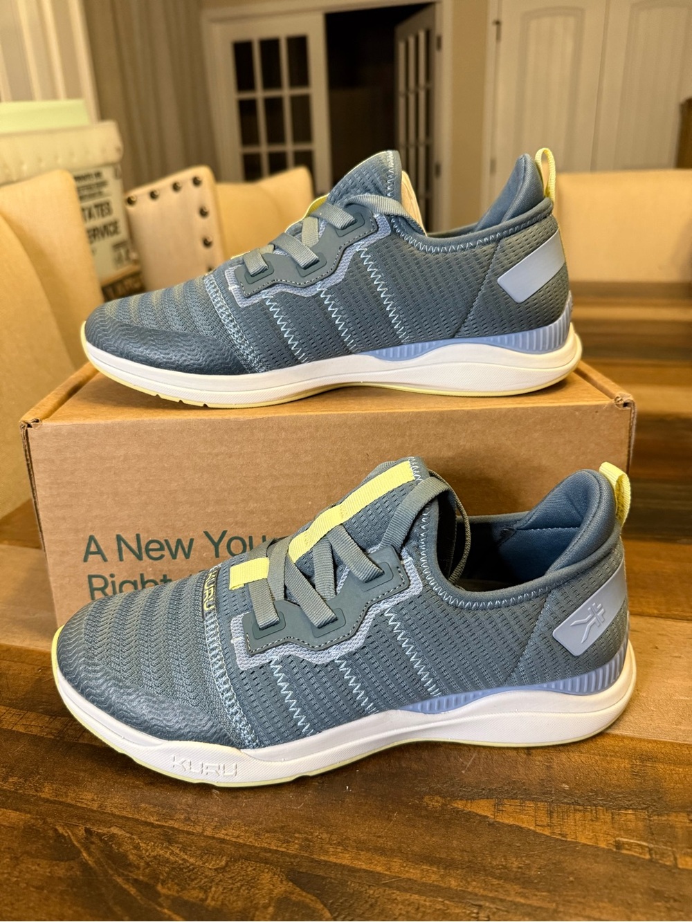 KURU Stride Move Women’s Low Top Lace-Up Mesh Sneakers Blue/Yellow/White